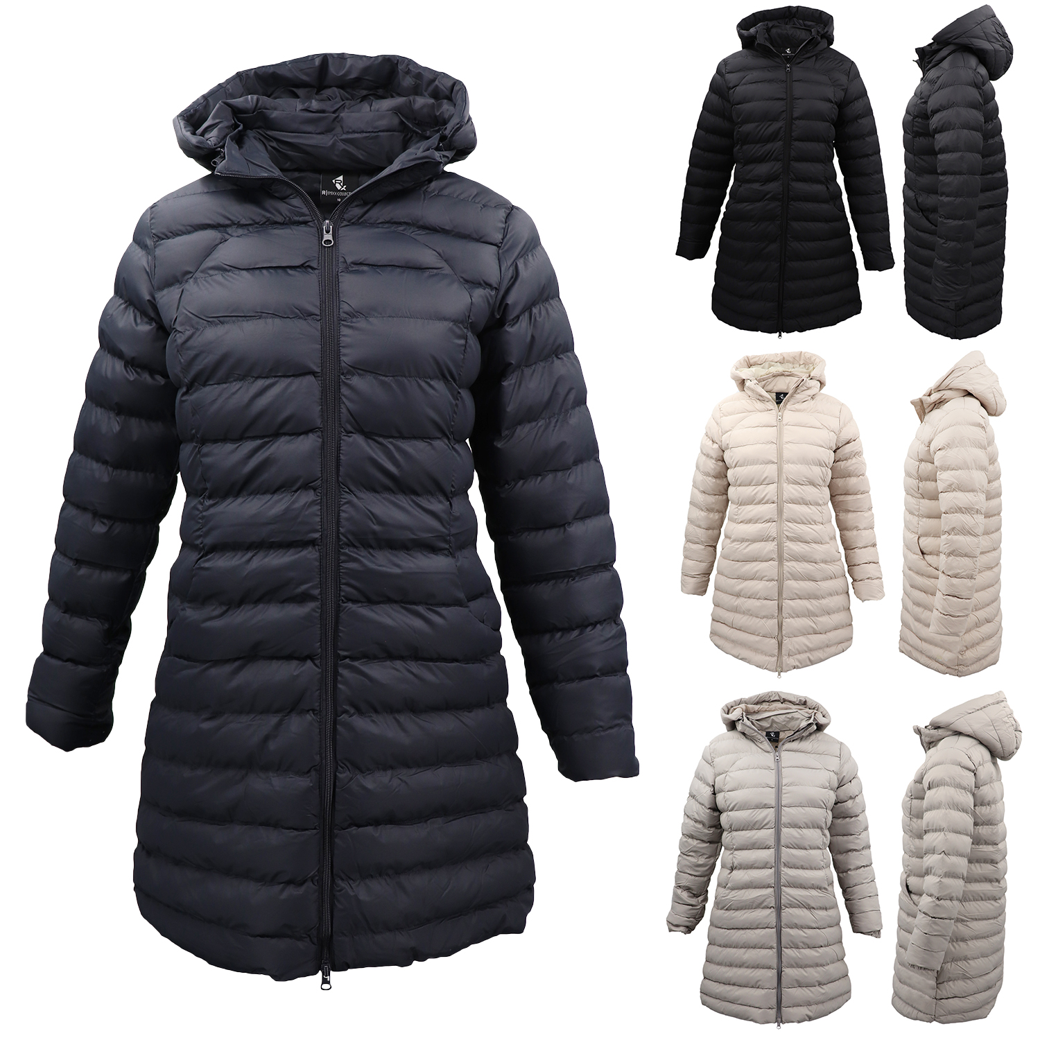 Women's Longline Padded Hooded Jacket Puffer Puffy Quilted Windproof Zip Coat - Zmart Australia
