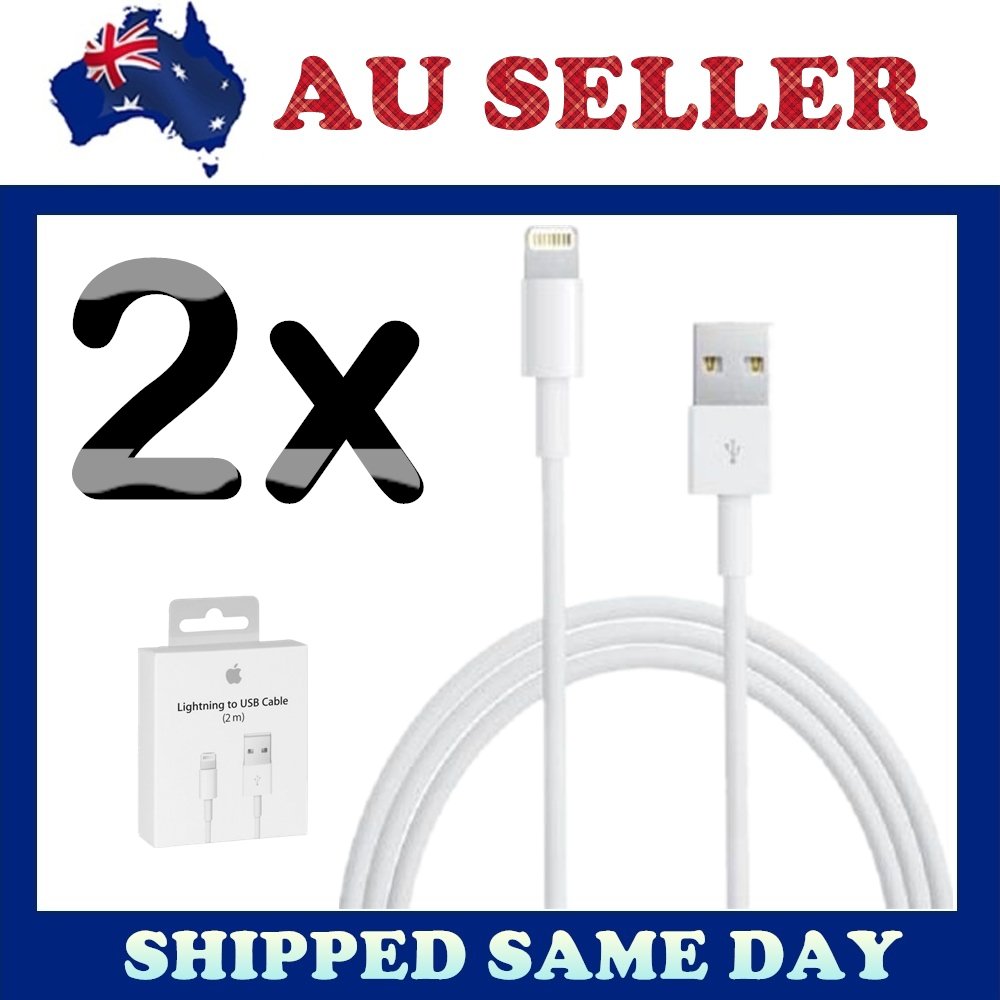 2 x 2M Lightning Data Cable Charger Compatible Apple iPhone 5 S C 6 7 Plus iPad - Zmart Australia