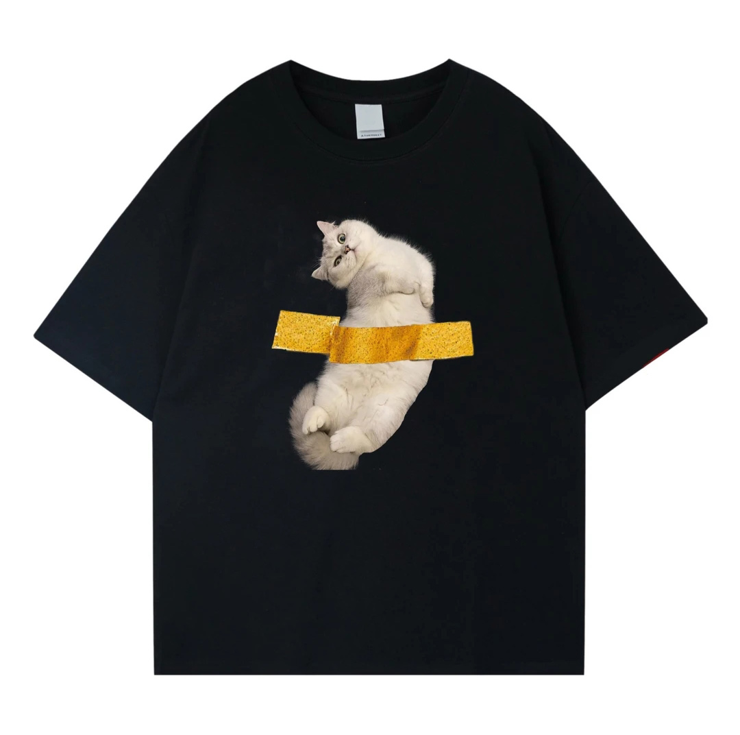 Yitoto™ Tシャツ ゴールデンティッキッド猫