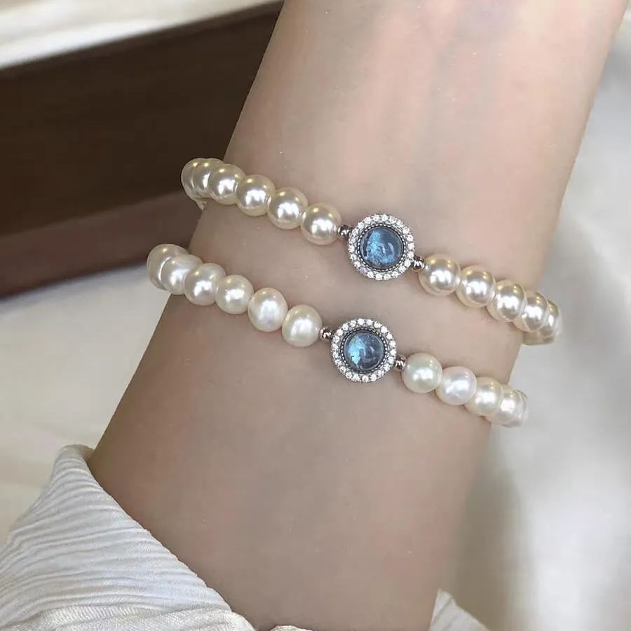 Mercury Records 925シルバーのパールブレスレット