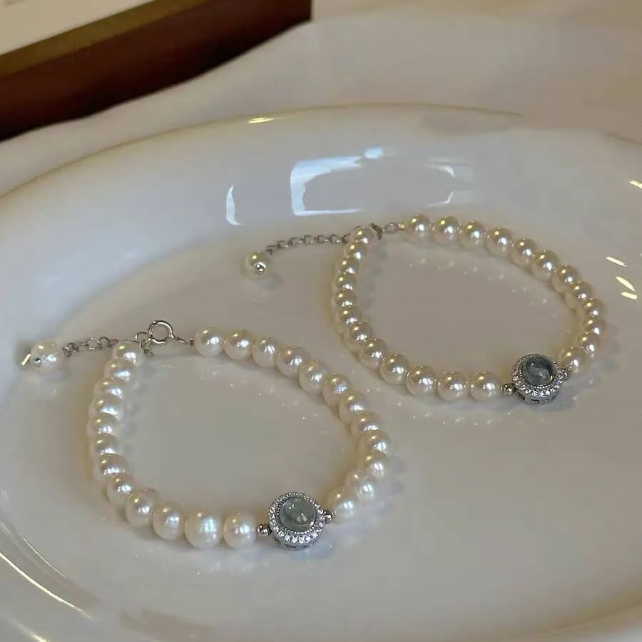 Mercury Records 925シルバーのパールブレスレット