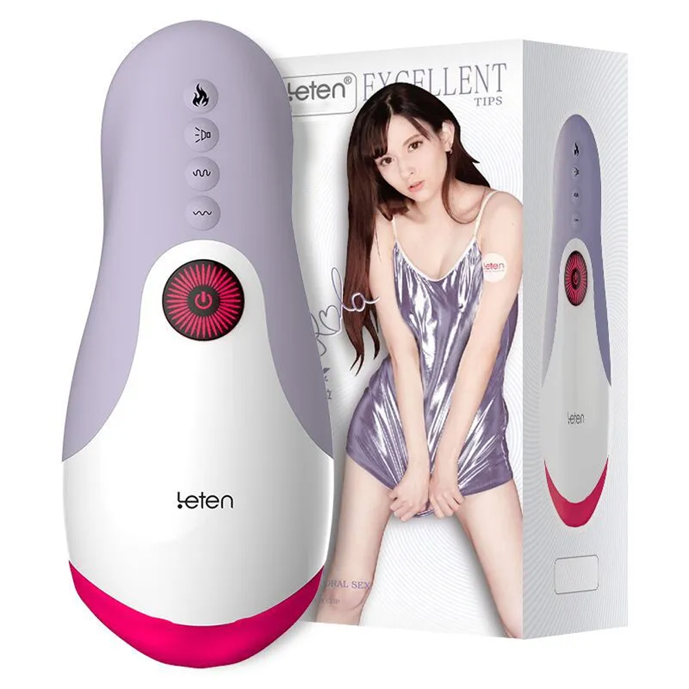 Leten 10 Vibrating Male Masturbator Smart Warmer Tongue Licking Blowjob Toy