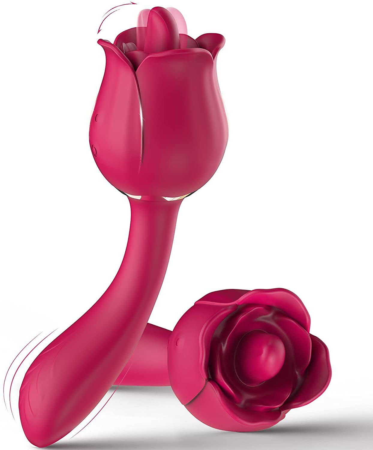 2 In 1 Rose Tongue Licking Female Vibrator-Uxolclub