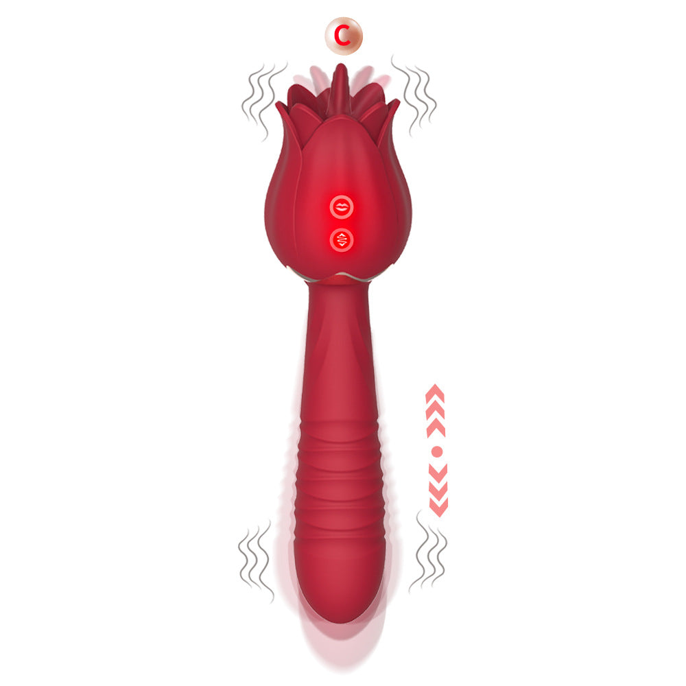 The Rose Vibrator for Women Tongue Licking Retractable Vibrating Egg-Uxolclub