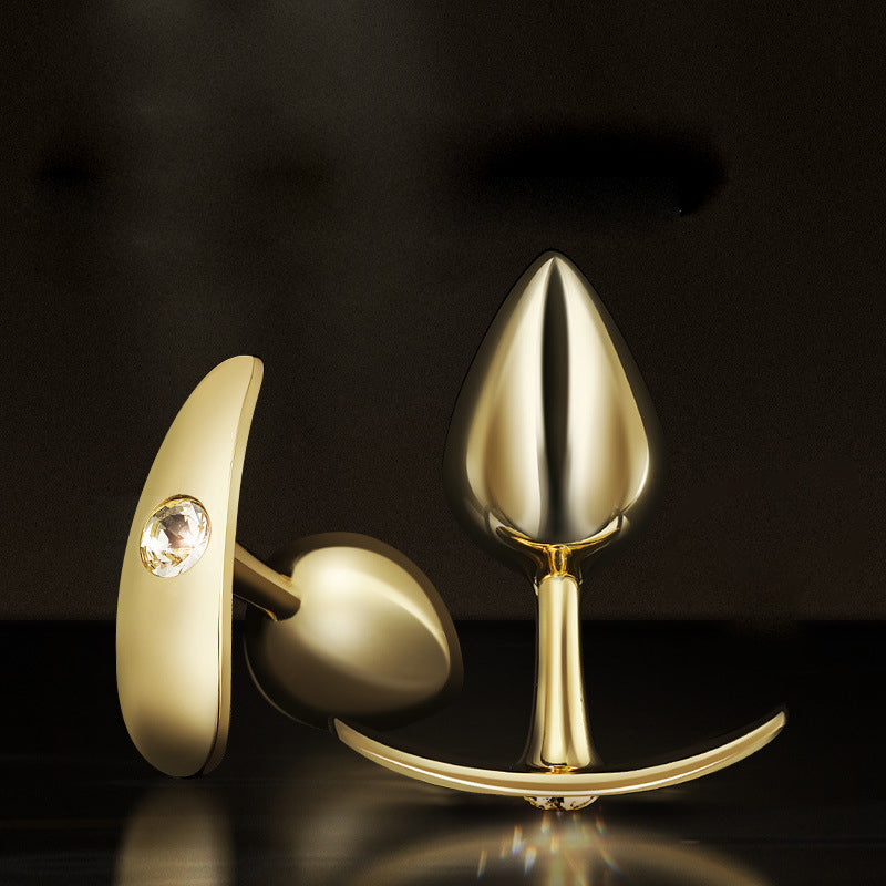Gold Design Metal Butt Plug Stainless Steel Anal Sex Trainer-Uxolclub