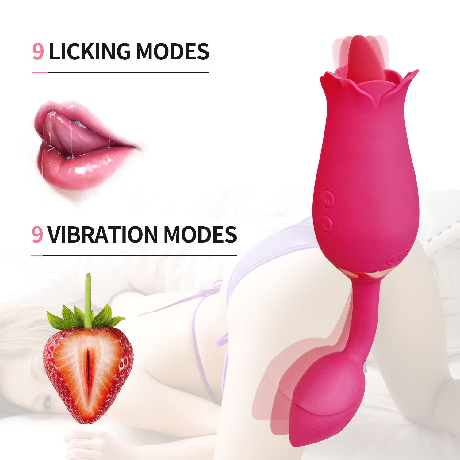 Rose Tongue Vibrator - 9 Vibration Modes for Women with Vibrating Egg-Uxolclub