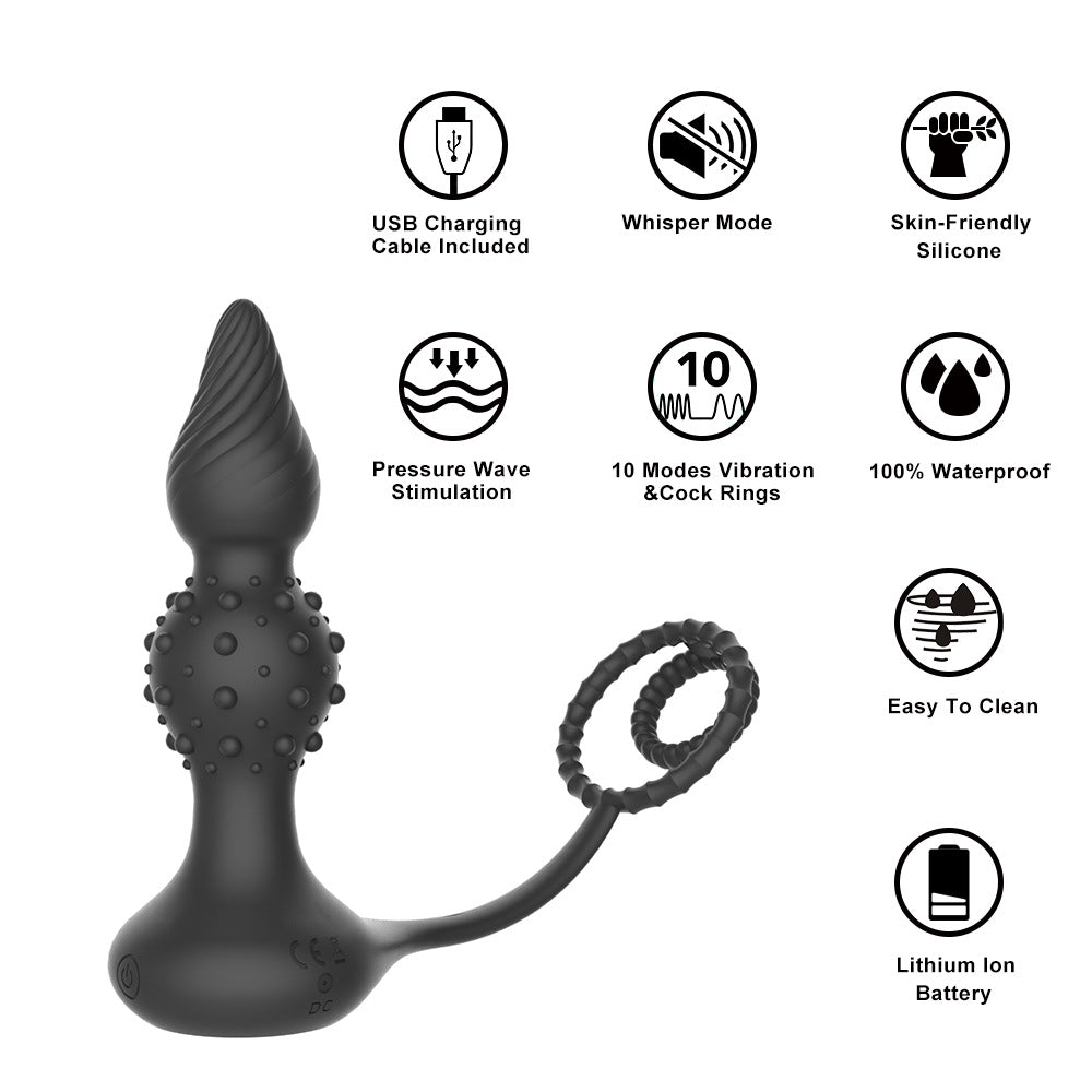 Remote Control Vibrating Anal Beads | Silicone Thrusting Butt Plug-Uxolclub