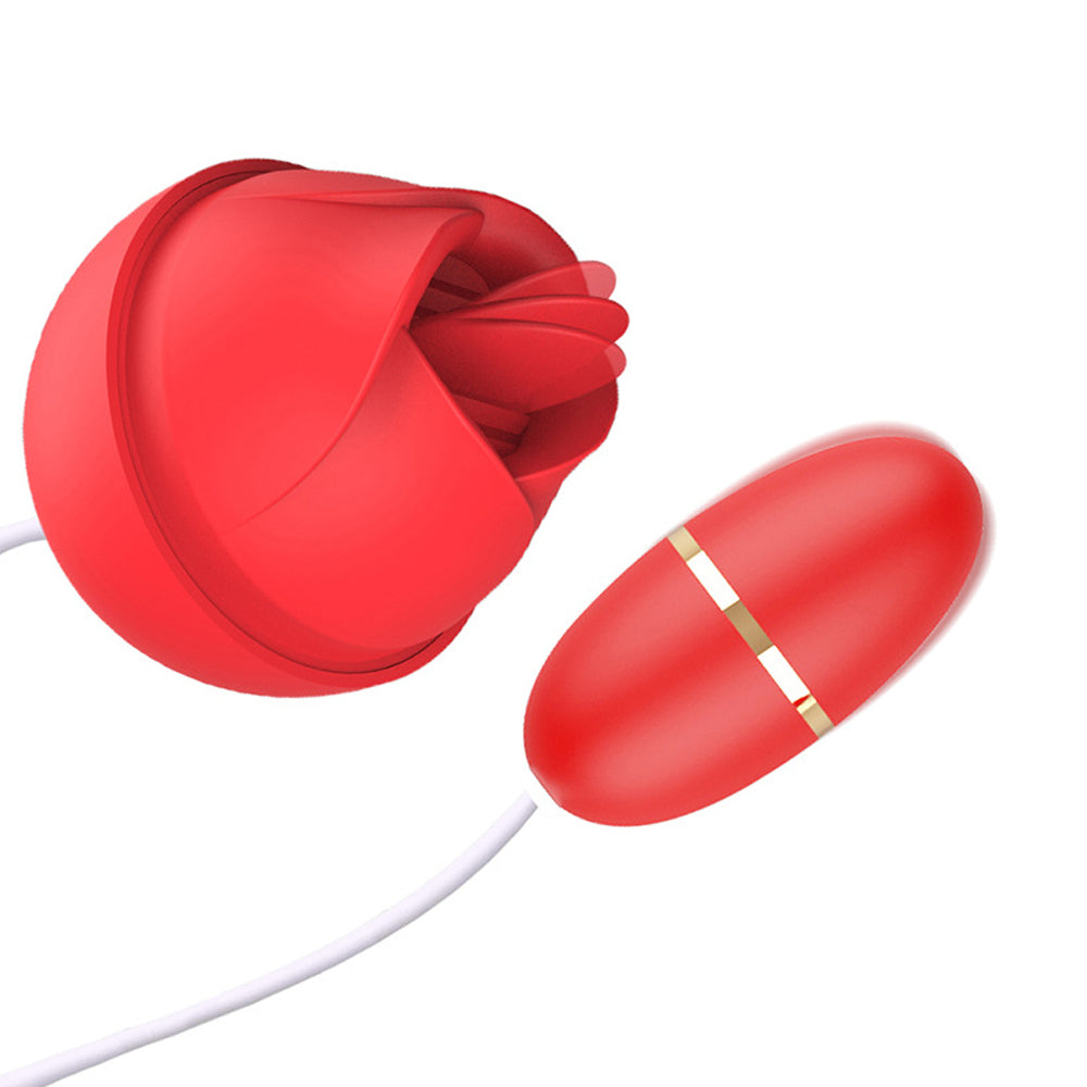 Double Tongue Licking Rose Vibrator Female Masturbation Vibrating Egg-Uxolclub