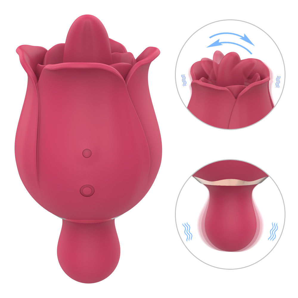 9 Frequency Rose Vibrators Vibrating Tongue Clitoris Stimulator-Uxolclub