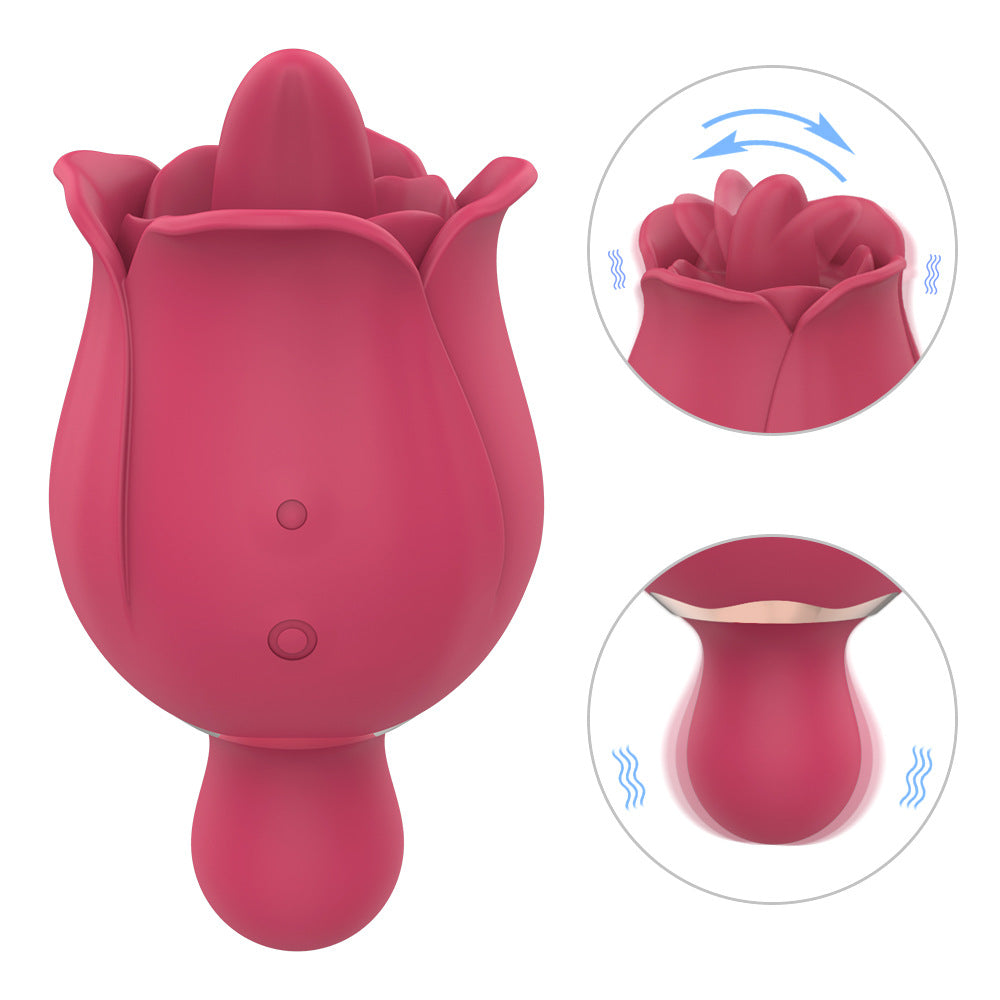 vibrating tongue rose Round mouth rose sucking vibrator with vibrating tongue main image 0