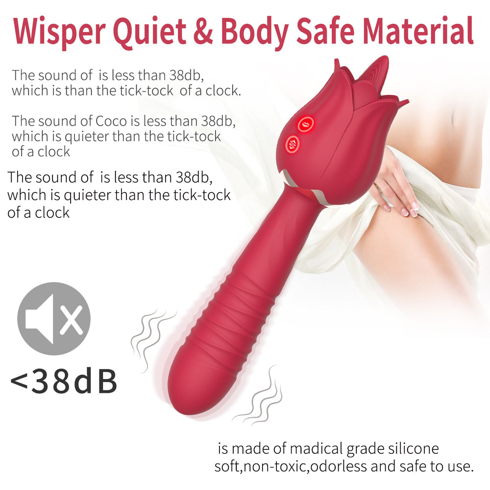 The Rose Vibrator for Women Tongue Licking Retractable Vibrating Egg-Uxolclub