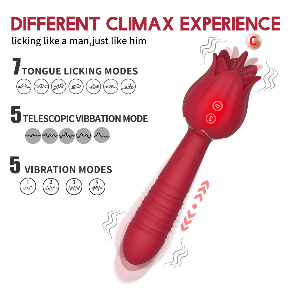 The Rose Vibrator for Women Tongue Licking Retractable Vibrating Egg-Uxolclub