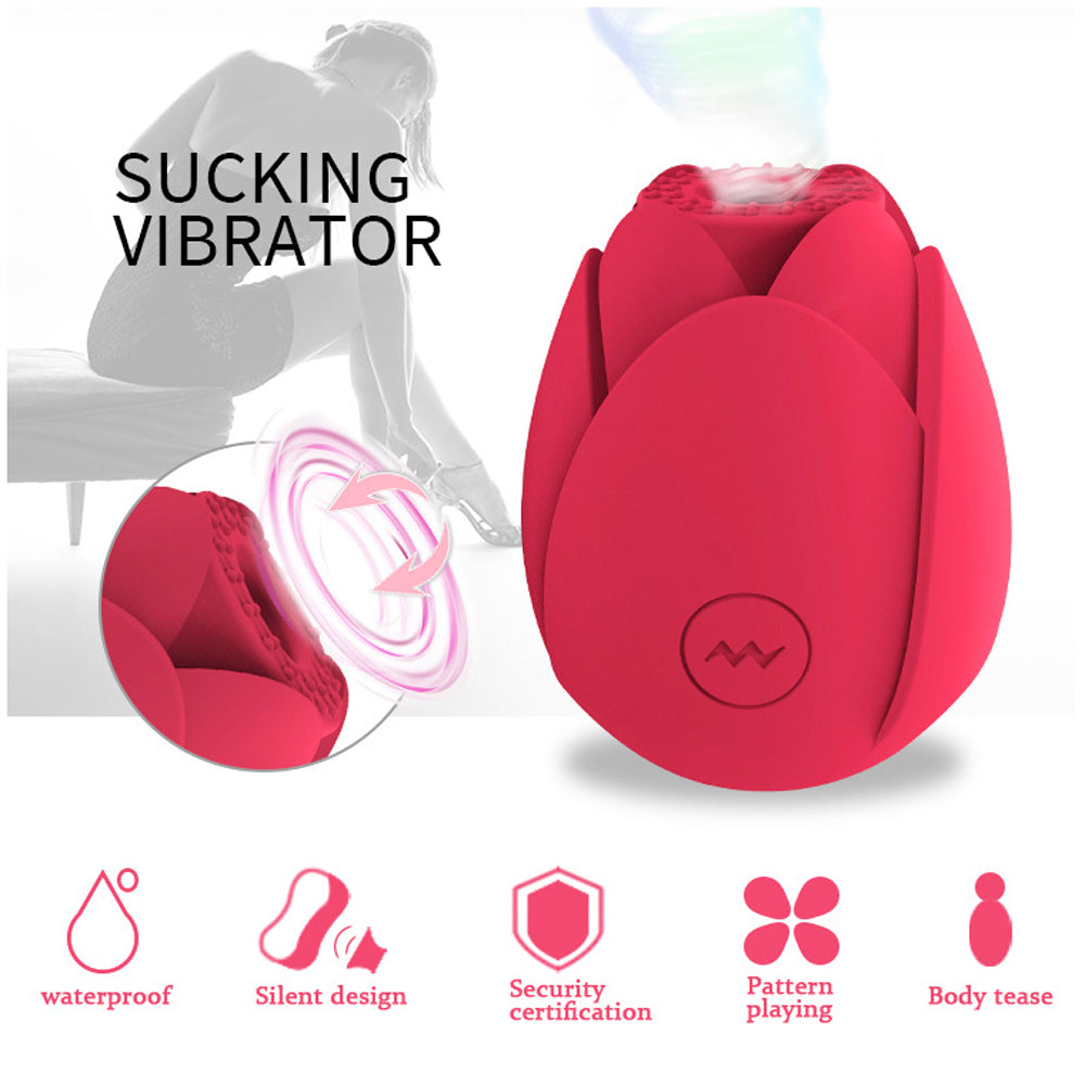 Rose Vibrator 10 Gears Sucking Waterproof Magnetic Charging-Uxolclub