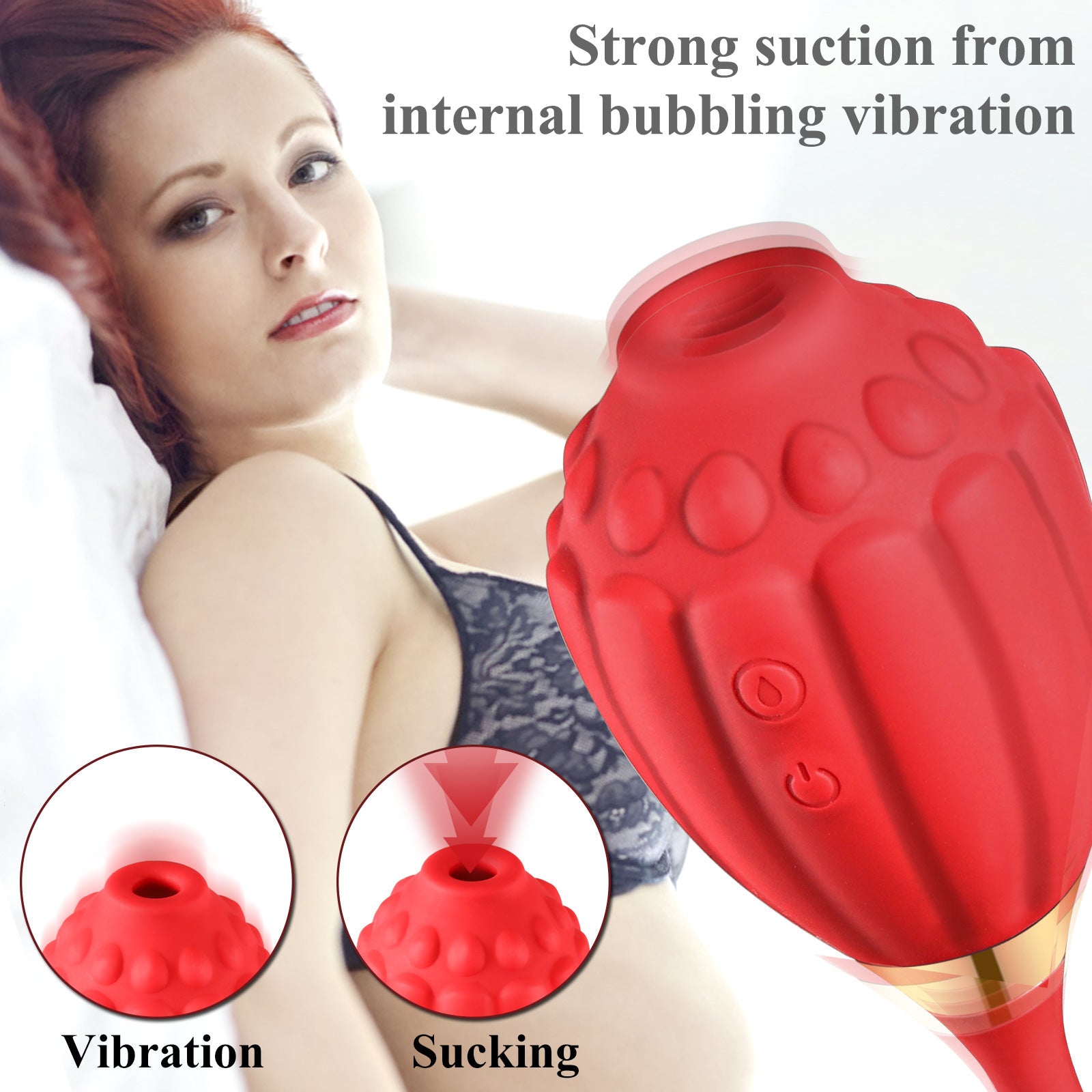 Red Rose Vibrator - 10 Frequency Vibrating Suction with Vibrating Egg-Uxolclub