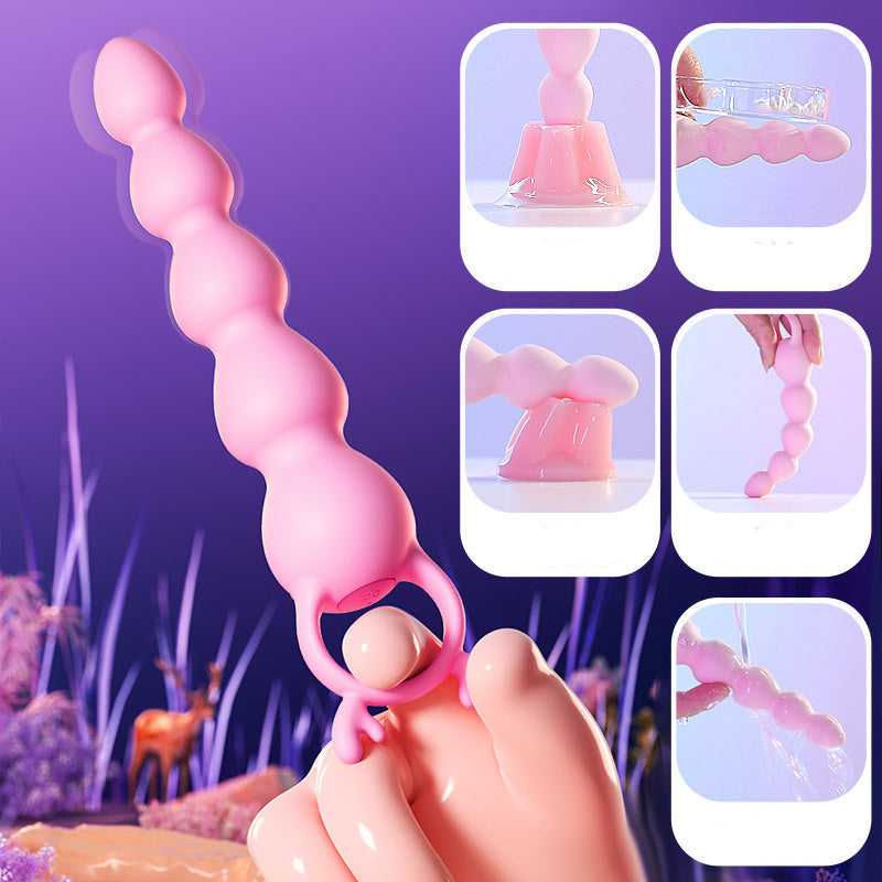12 Frequency Pink Vibrating Anal Beads G-spot Stimulator-Uxolclub