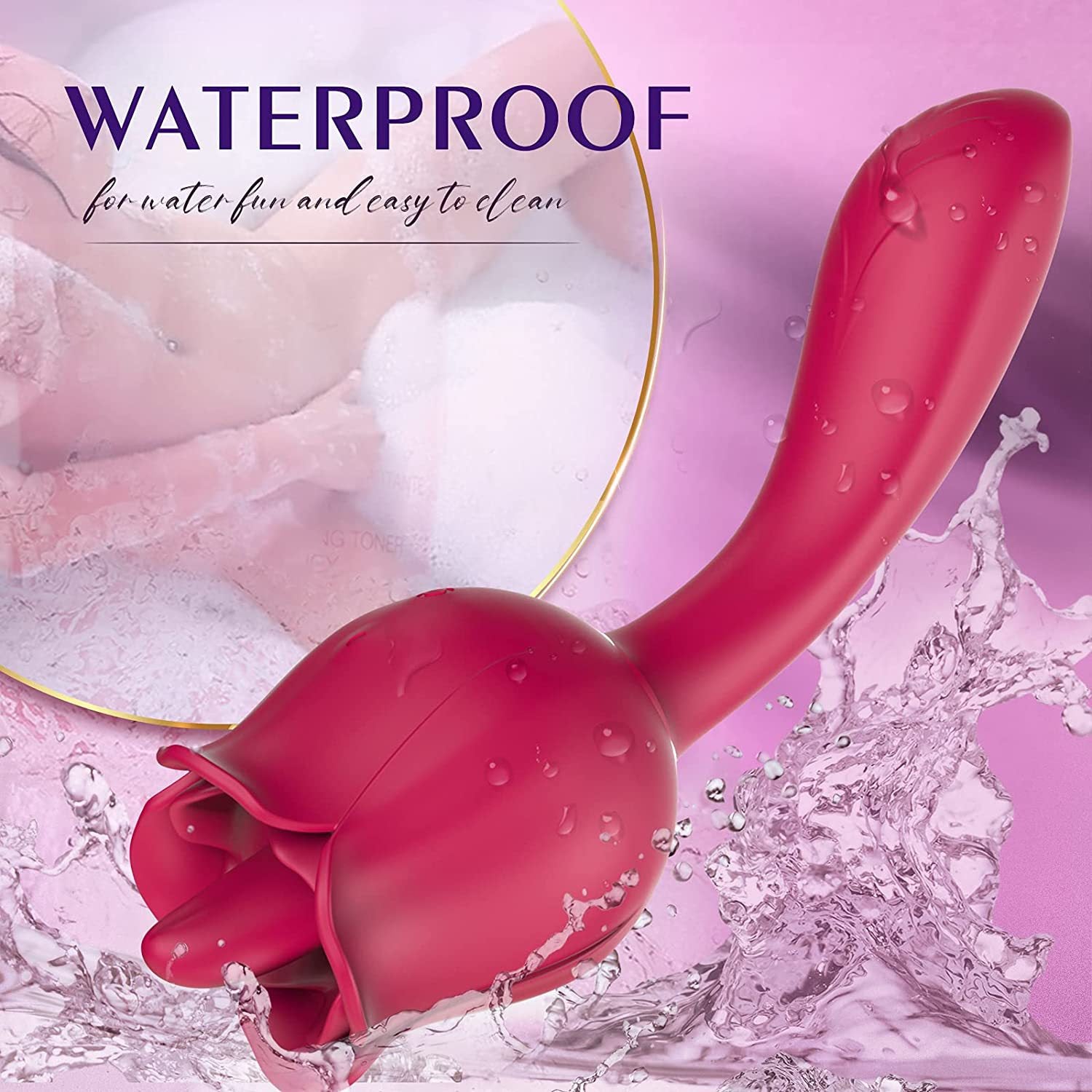 2 In 1 Rose Tongue Licking Female Vibrator-Uxolclub