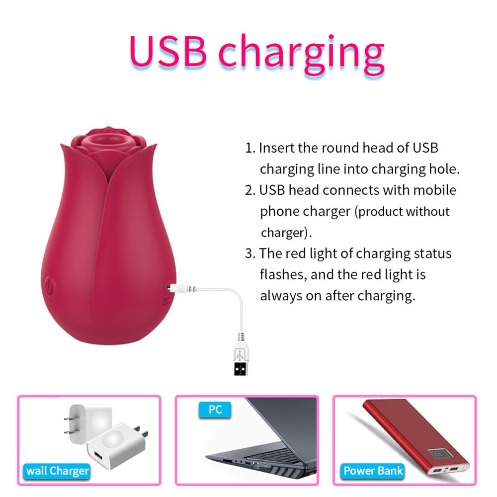 Female Masturbation Rose Vibrator | Vibrating Suction Rose Sex Toys-Uxolclub