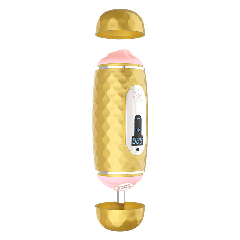 Golden Knight 10 Frequency Male Masturbator Double Heads Realist Vagina Auto-Heating Voice Blowjob Toy-Uxolclub - Best Adult Sex Toys Online Retailers