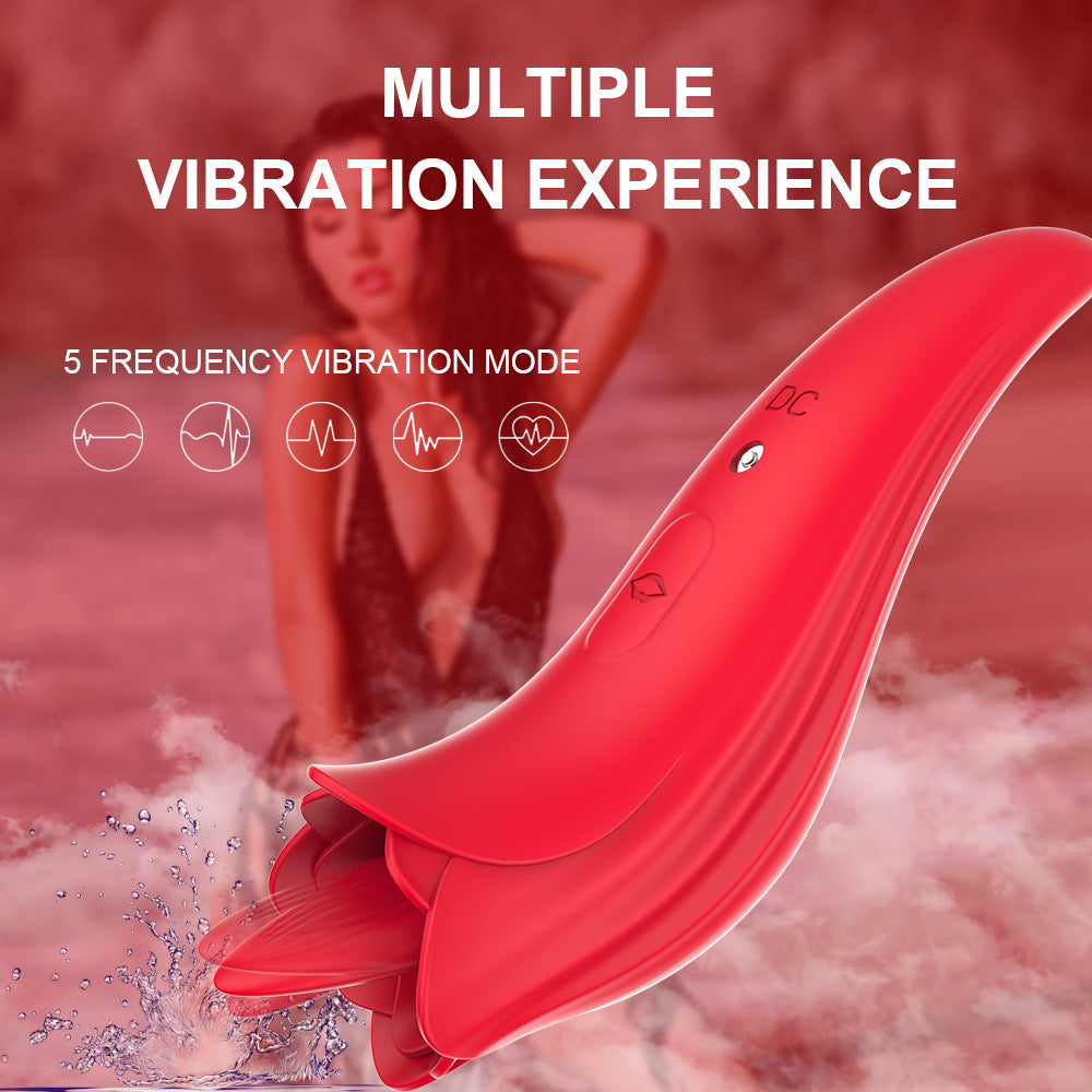 Rose Shaped Vibrating Tongue 5 Frequency Massage Rose Vibrator-Uxolclub