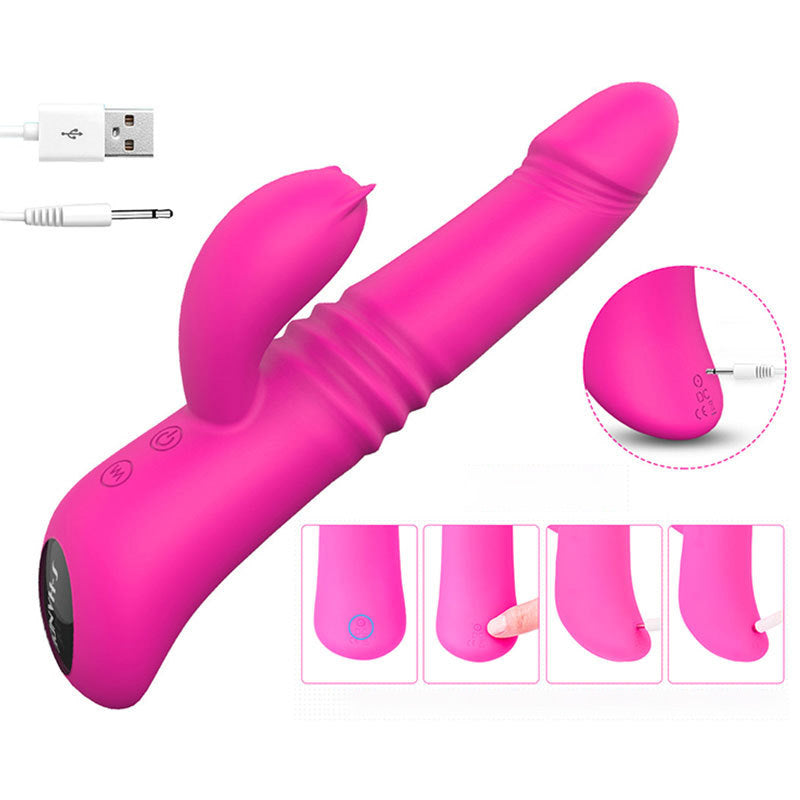 Telescoping Dildo for Women Thrusting Vibrator Allovers Dildos-Uxolclub