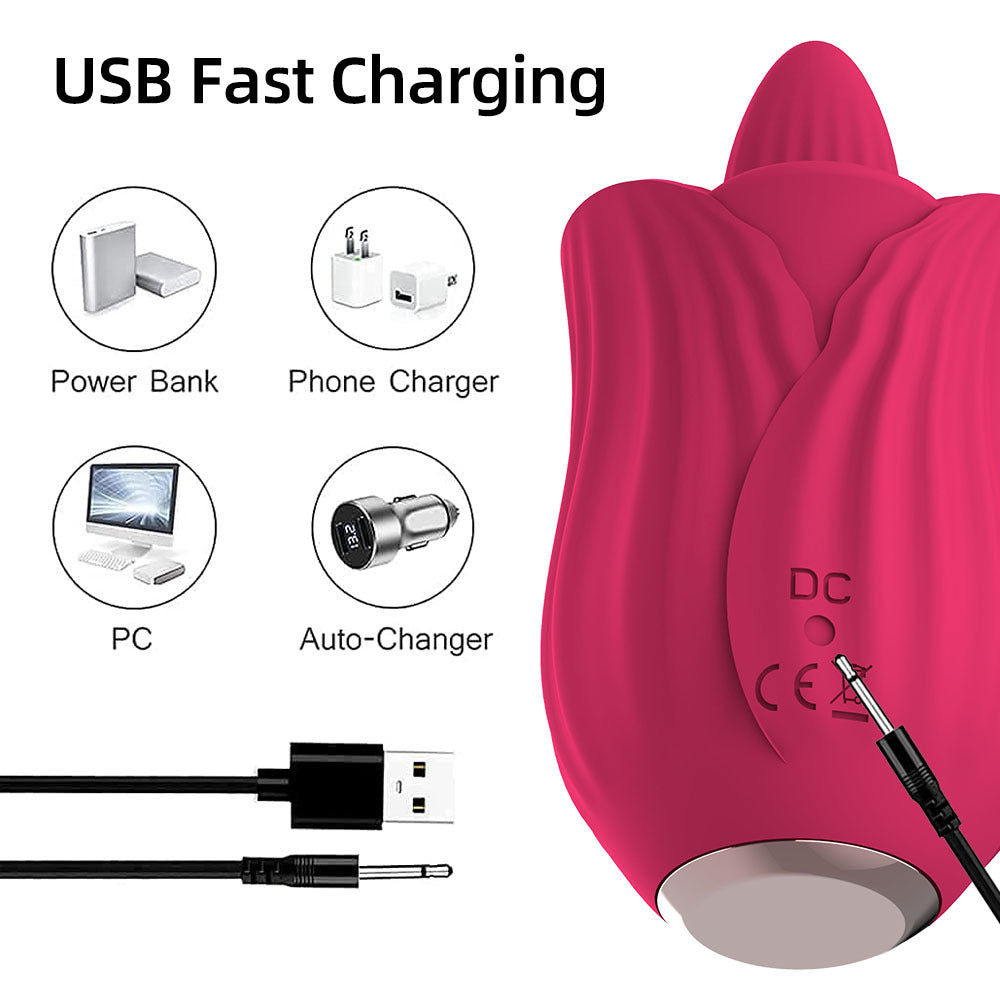 Vibrating Tongue Female Rose Vibrator Multifunctional Rose Toy-Uxolclub