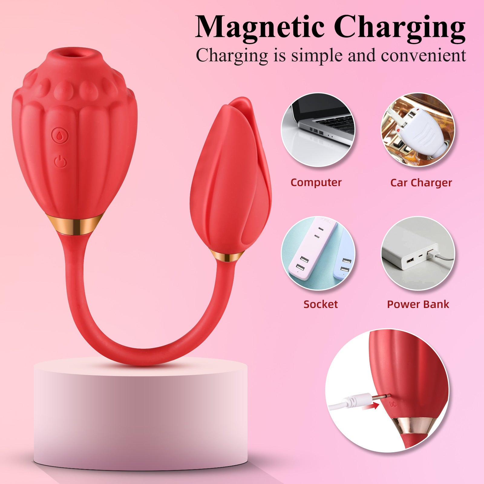Red Rose Vibrator - 10 Frequency Vibrating Suction with Vibrating Egg-Uxolclub