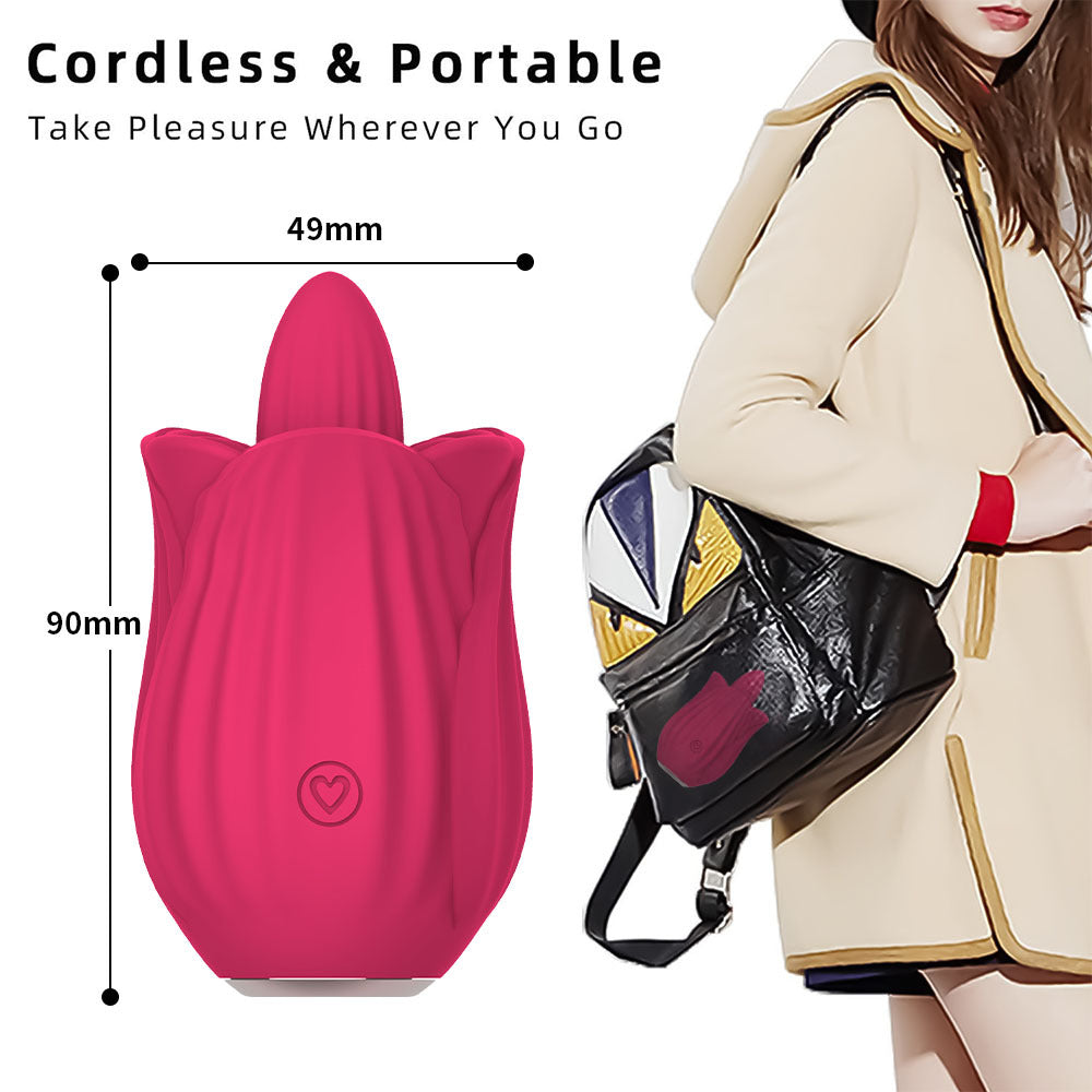 Vibrating Tongue Female Rose Vibrator Multifunctional Rose Toy-Uxolclub