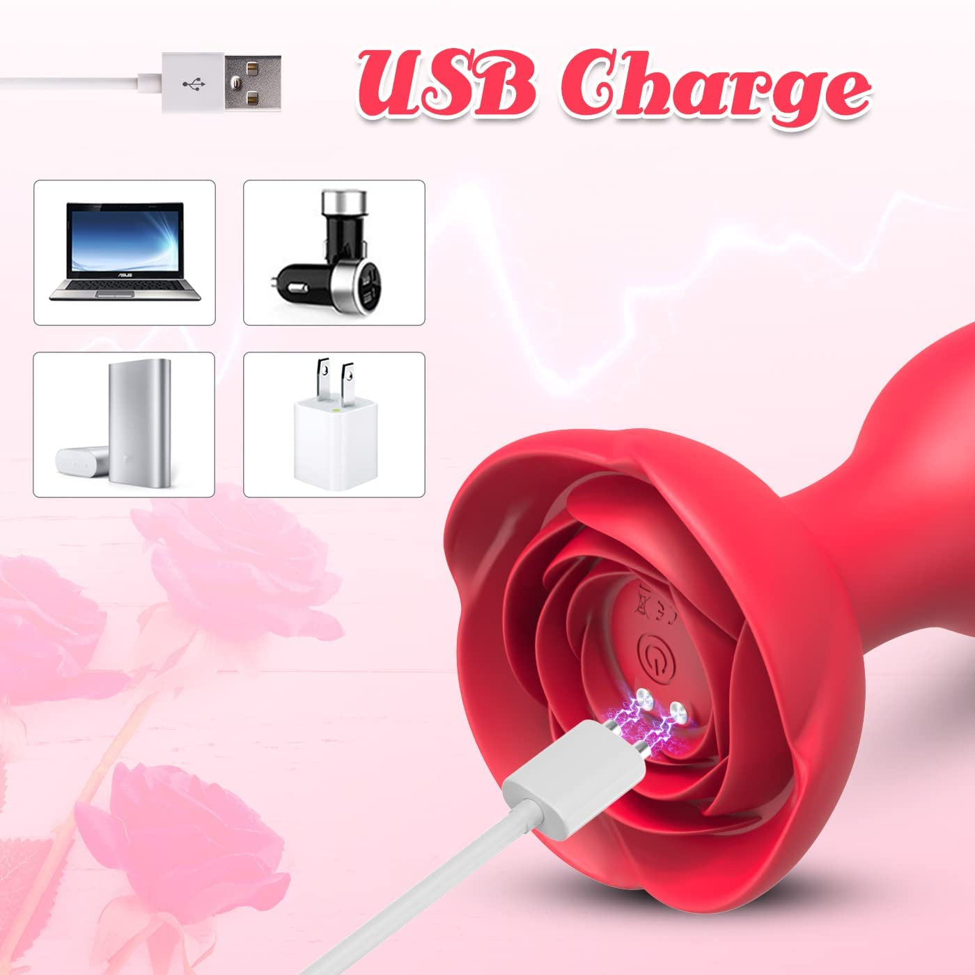 Rose Remote Control 10 Frequency Vibration Silicone Anal Plug-Uxolclub