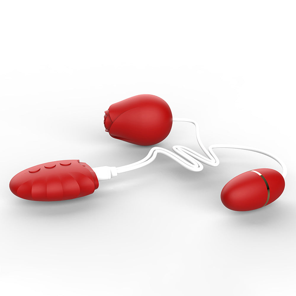 Double Tongue Licking Rose Vibrator Female Masturbation Vibrating Egg-Uxolclub