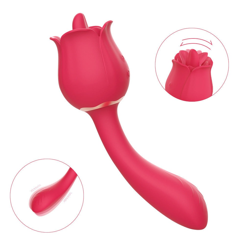 Rose vibrator tongue licking vibrator masturbation stick-Uxolclub