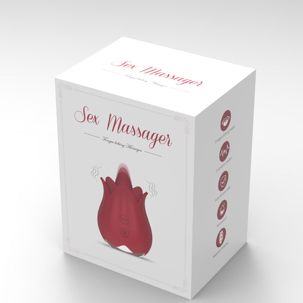 Rose Petal Vibrator - 7 Tongue Licking Modes Clit & Nipples Sucking-Uxolclub