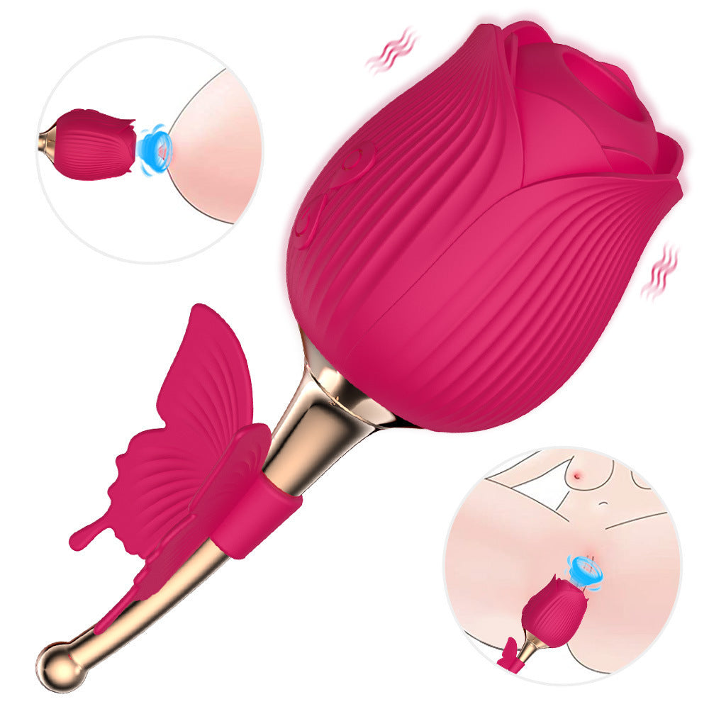 Rose Vibrator Vibrating Suction Automatic Masturbator for Women-Uxolclub
