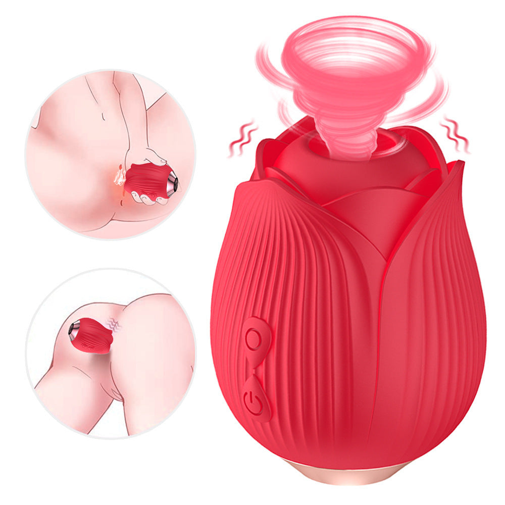 Rose Vibrator Vibrating Suction Automatic Masturbator for Women-Uxolclub