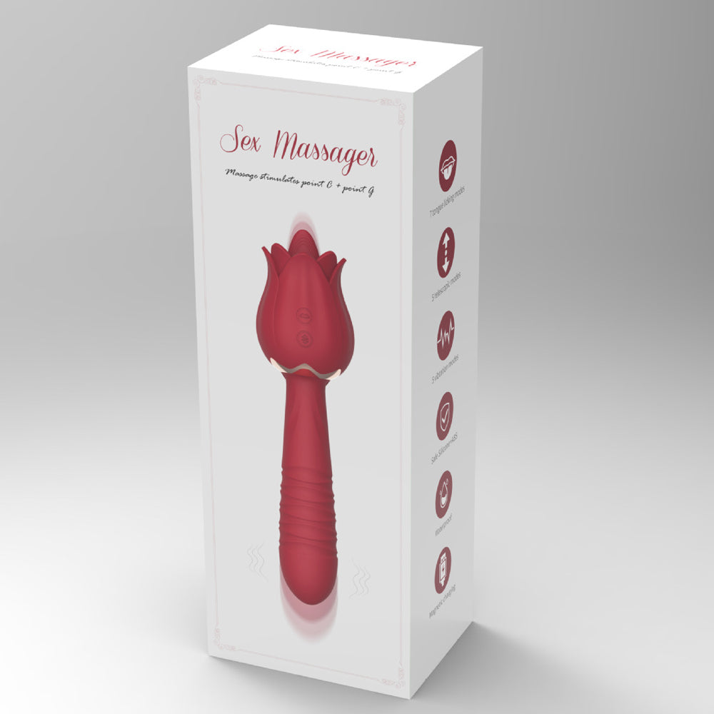 The Rose Vibrator for Women Tongue Licking Retractable Vibrating Egg-Uxolclub