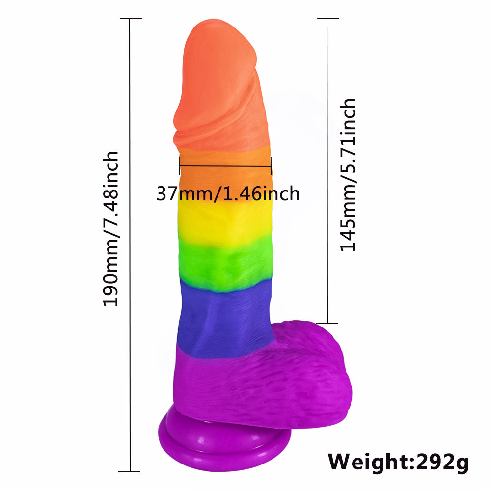 Rainbow Dildo | Silicone Suction Cups Allovers Thrusting Dildo-Uxolclub
