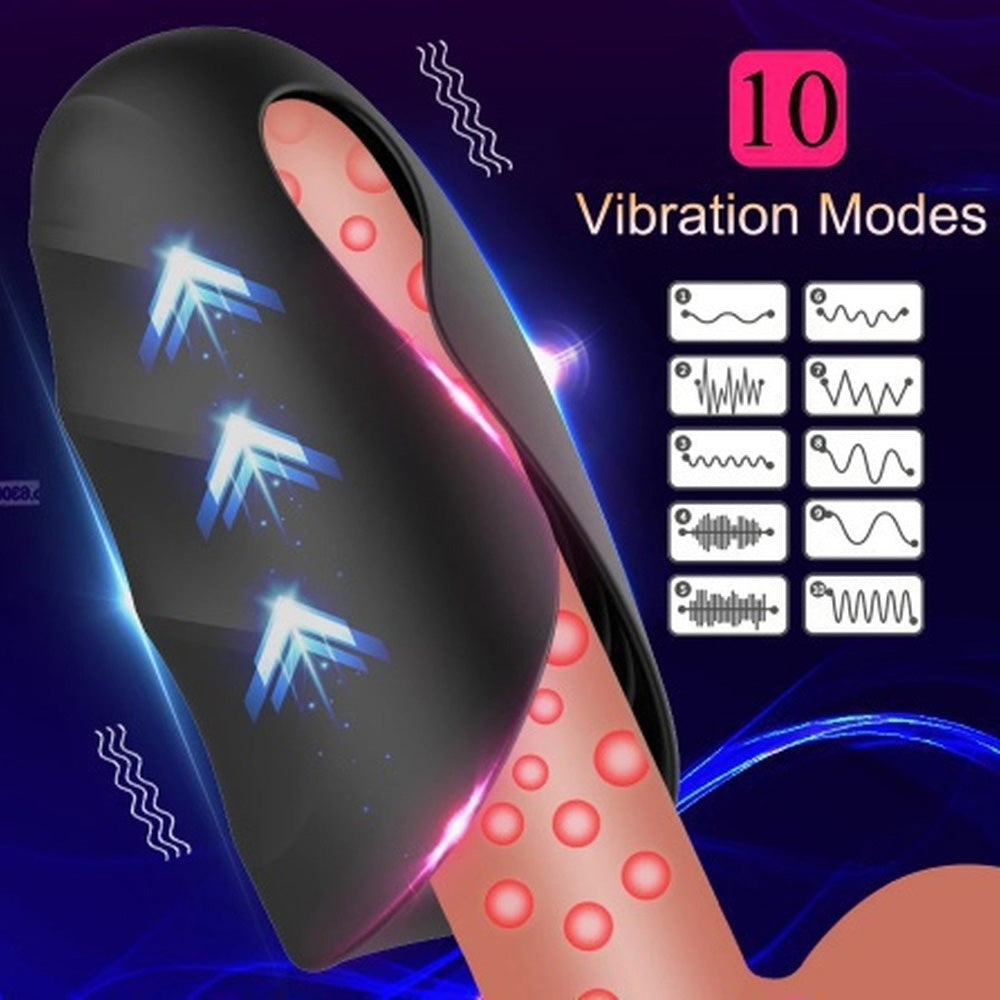 Black Warrior II 10 Frequency Clip Suction Vibration Masturbation Cup Hot Octopuss-Uxolclub