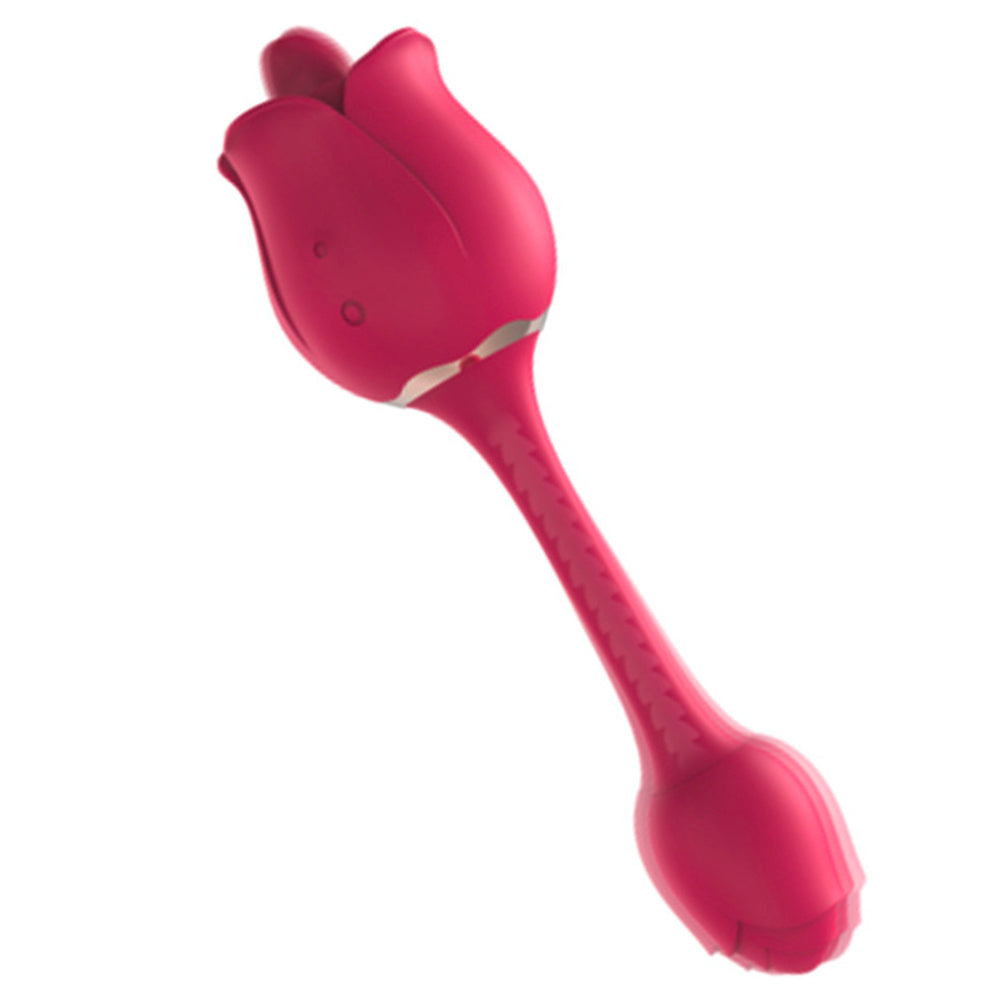 Portable Double Head Rose Vibrator Tongue Vibrator Female Masturbator-Uxolclub