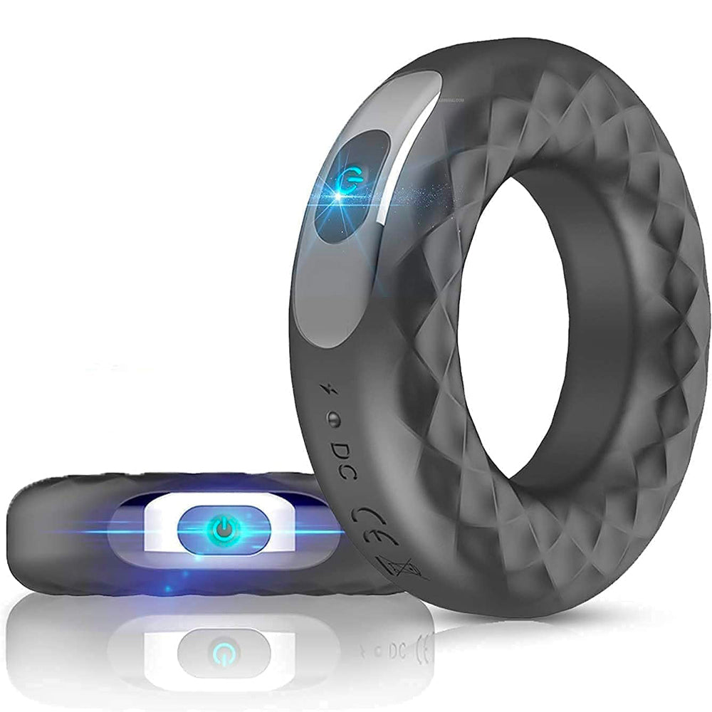 Silicone vibrating locking sperm ring male delayed masturbator-Uxolclub