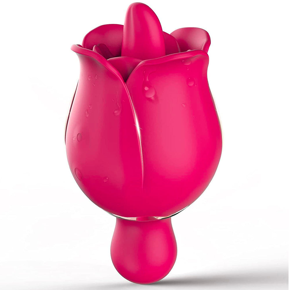 9 Frequency Rose Vibrators Vibrating Tongue Clitoris Stimulator-Uxolclub