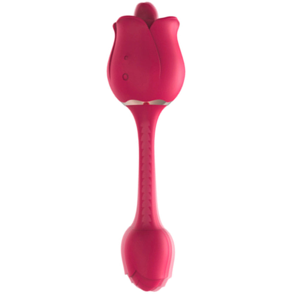Portable Double Head Rose Vibrator Tongue Vibrator Female Masturbator-Uxolclub