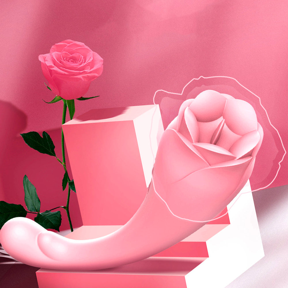 Rose Vibrator Rose Dildos Sex Toy Nipple Vibrator - Tongue Licking and Clit Sucking-Uxolclub