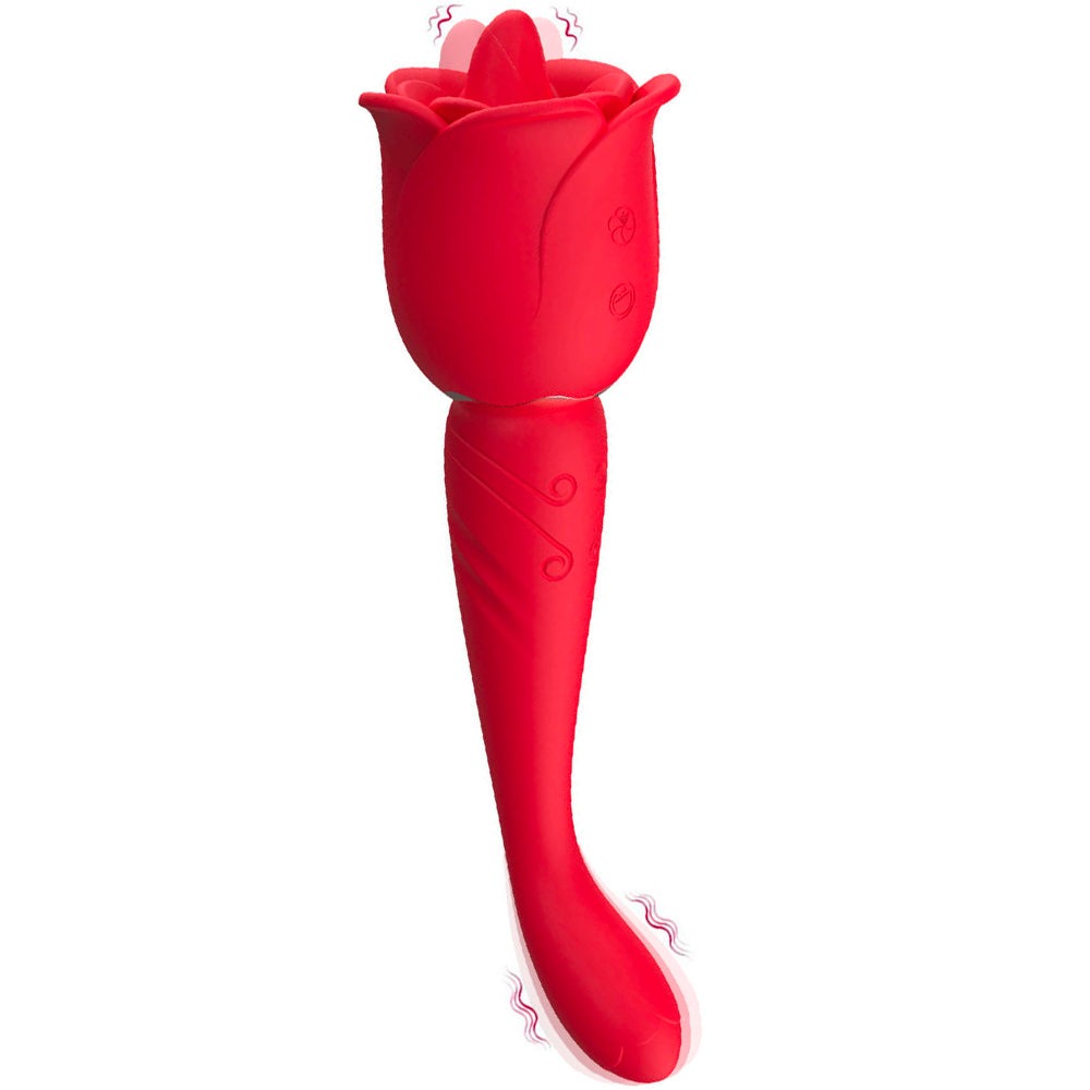 10 Frequency Licking Tongue Vibrating Rose Masturbation Stick-Uxolclub