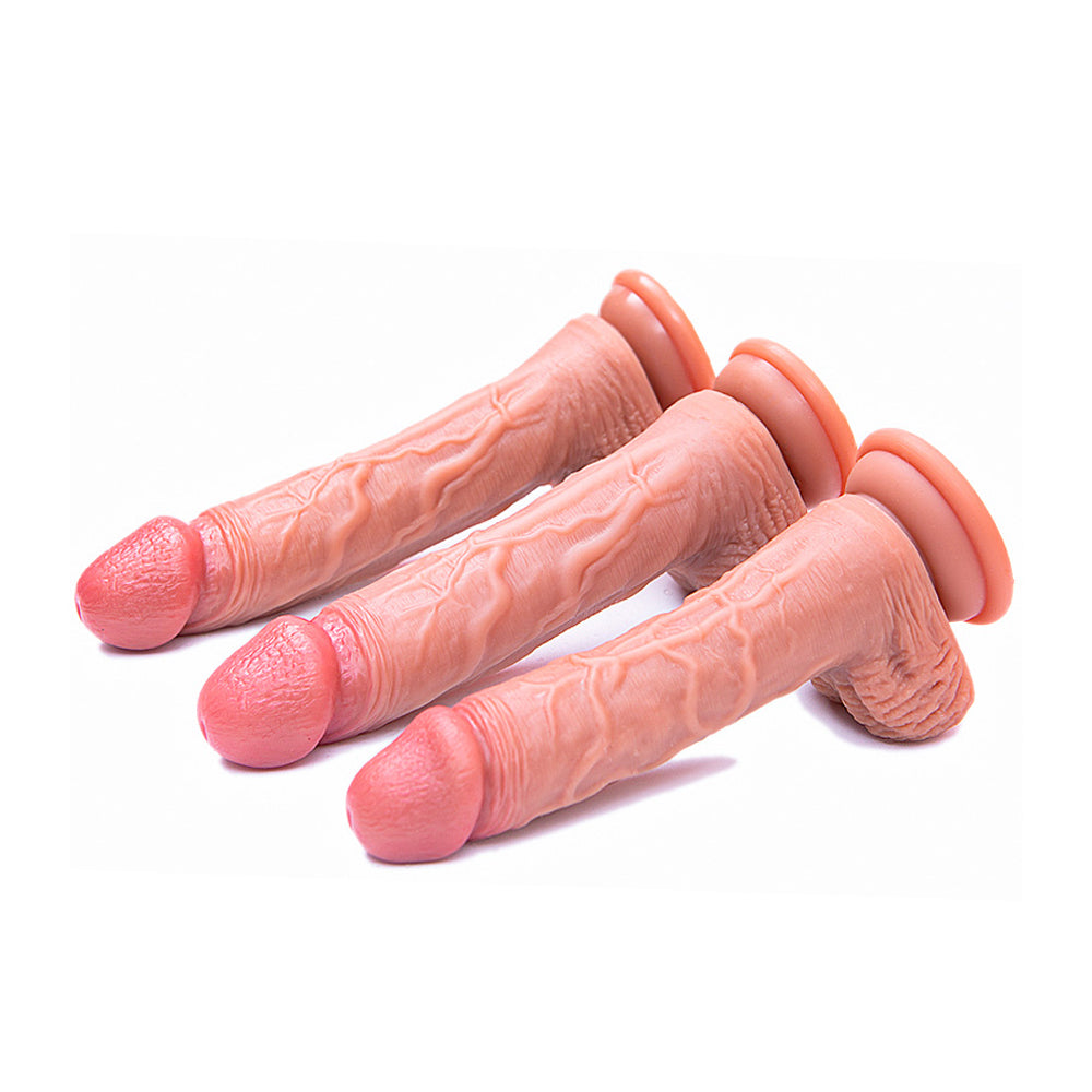 Allovers Dildo Double Layer Foreskin Texture Silicone Dildo-Uxolclub