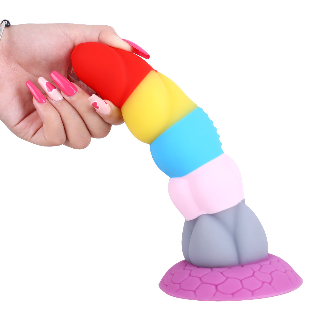 8 Inch Rainbow Dildo Silicone Best Suction Cup Allovers Dildo-Uxolclub