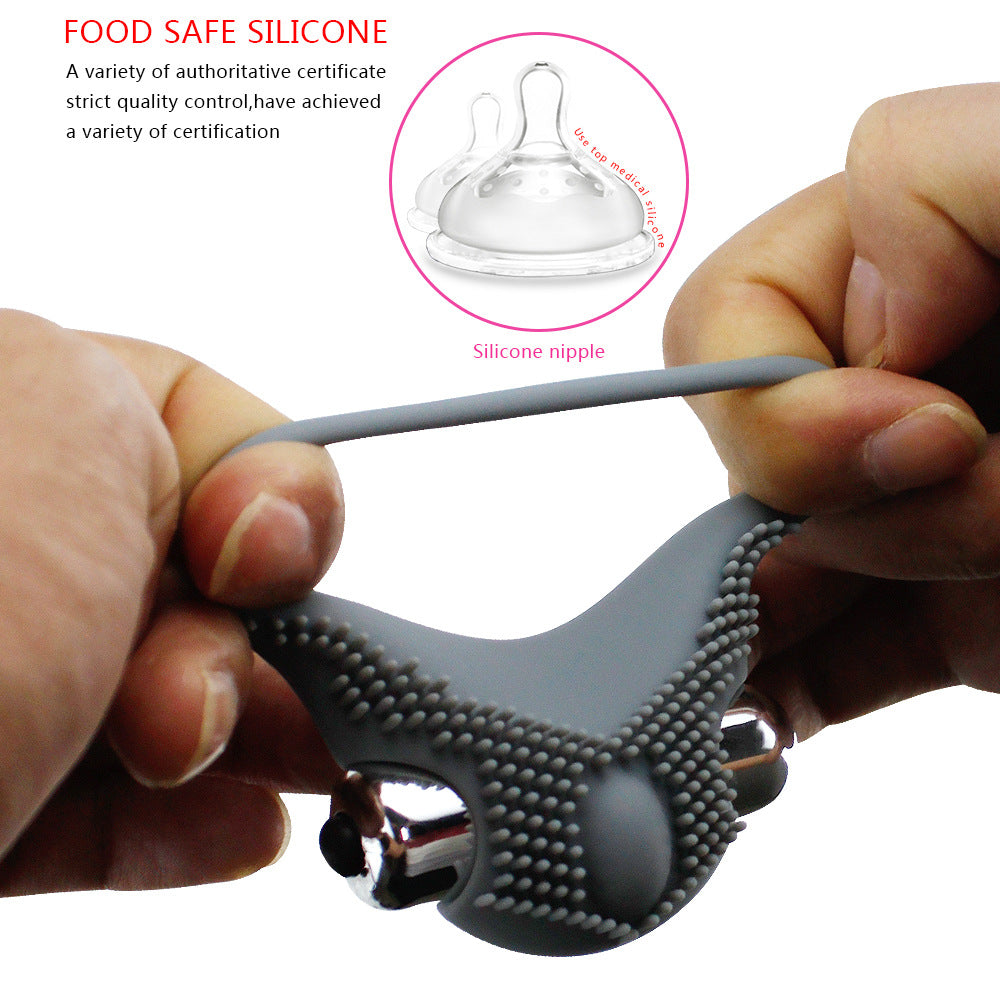 Men's Vibrating Particle Time-Delay Lock Ring