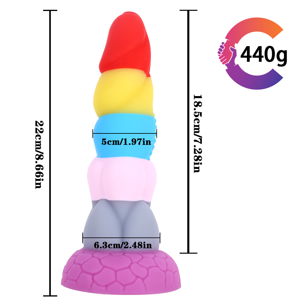 8 Inch Rainbow Dildo Silicone Best Suction Cup Allovers Dildo-Uxolclub