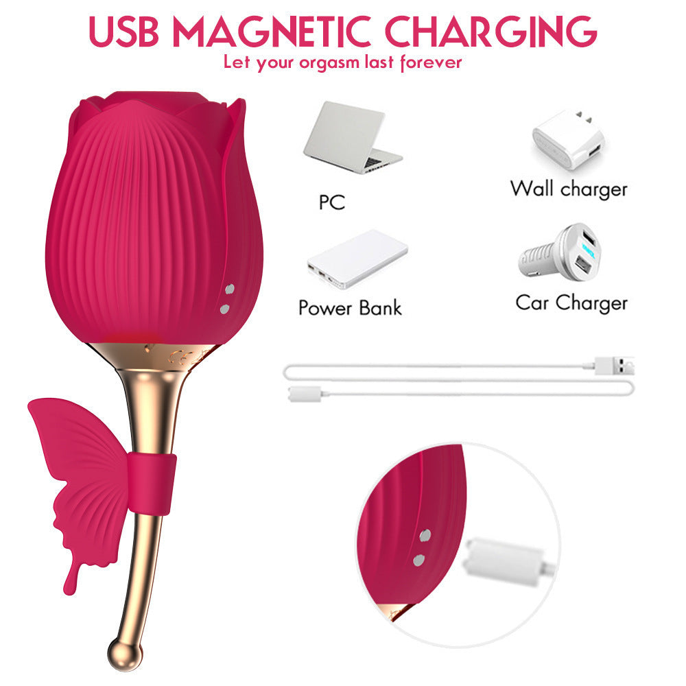 Rose Vibrator Vibrating Suction Automatic Masturbator for Women-Uxolclub