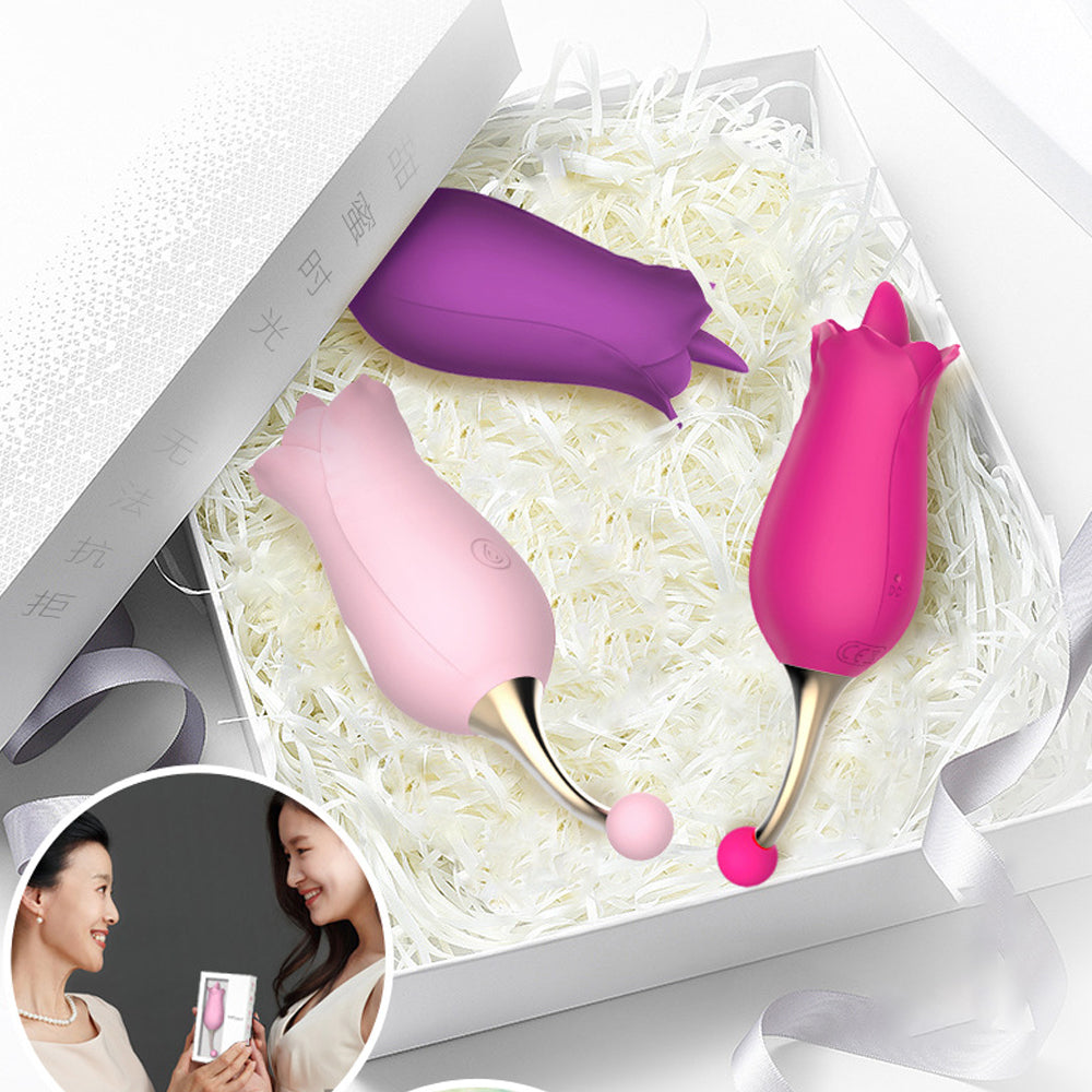 10 Frequency Vibrator Rose Tongue Licking with Vibrating Egg-Uxolclub