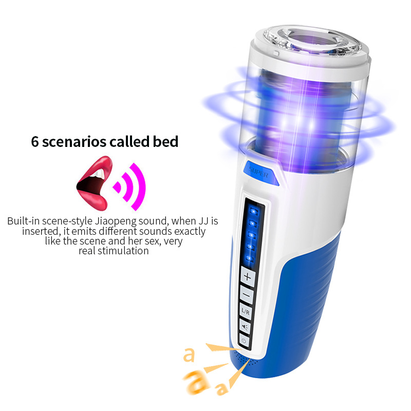 6 Scenes 5-Speeds & Frequency Rotating Telescopic Masturbation Cup