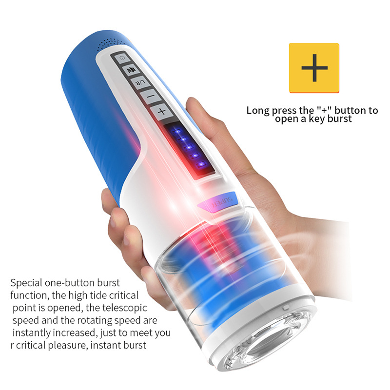 6 Scenes 5-Speeds & Frequency Rotating Telescopic Masturbation Cup